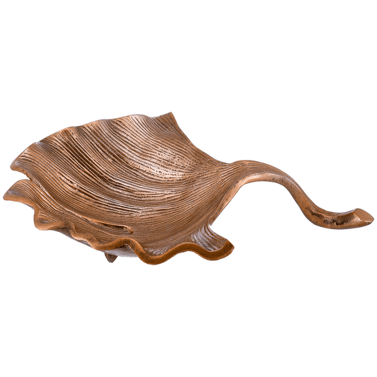 Leaf Shaped Small Plate For Snacks & Nuts - Bronze - Bronze Plated Metal