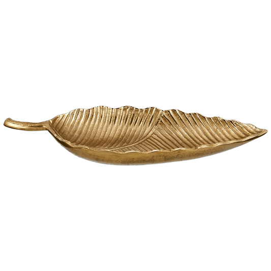Leaf Shaped Plate For Snacks & Nuts - Gold - Gold Plated Metal