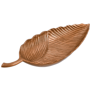 Leaf Shaped Plate For Snacks & Nuts - Bronze - Bronze Plated Metal