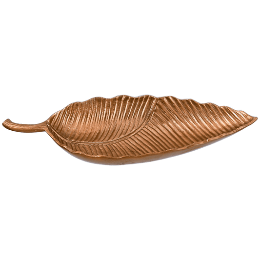 Leaf Shaped Plate For Snacks & Nuts - Bronze - Bronze Plated Metal
