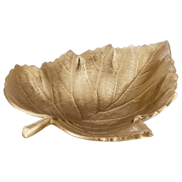 Leaf Shaped Plate For Snacks & Nuts - Gold - Gold Plated Metal