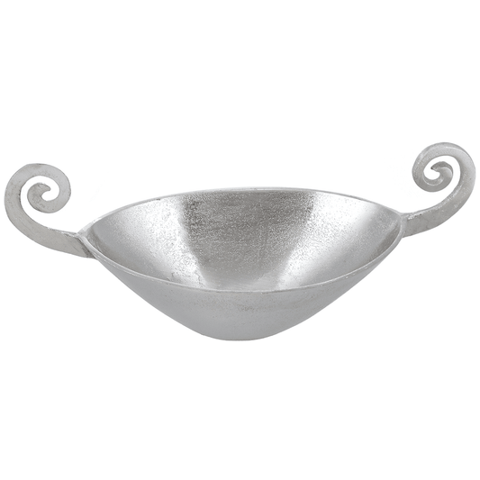 Serving Plate with Handles For Snacks & Nuts - Silver - Silver Plated Metal