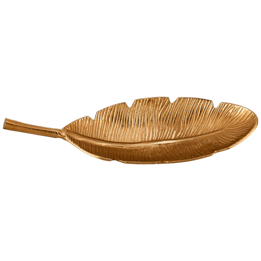 Leaf Shaped Plate For Snacks & Nuts - Gold - Gold Plated Metal