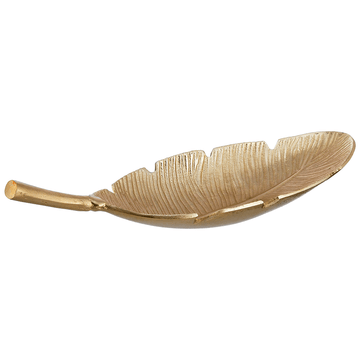 Leaf Shaped Plate For Snacks & Nuts - Gold - Gold Plated Metal