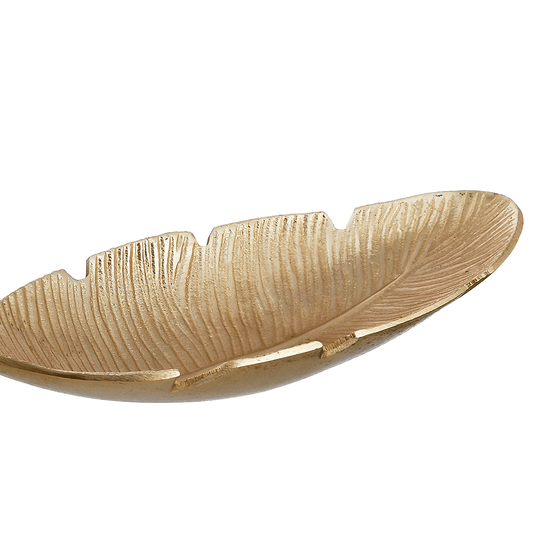 Leaf Shaped Plate For Snacks & Nuts - Gold - Gold Plated Metal