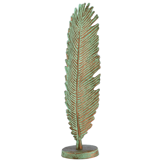 Leaf Shaped Stand with Base - Gold & Green - Gold Plated Metal