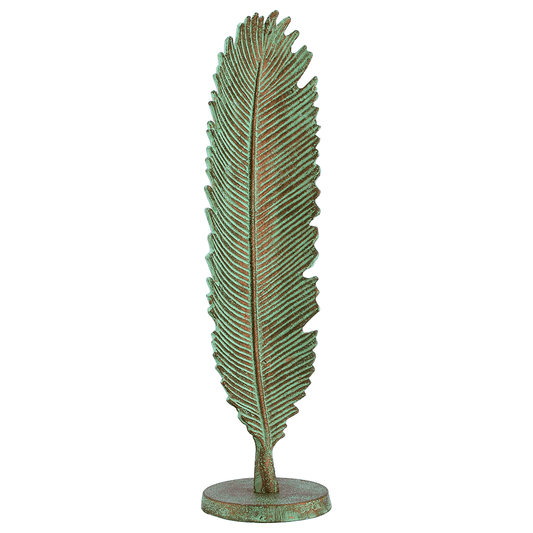 Leaf Shaped Stand with Base - Gold & Green - Gold Plated Metal