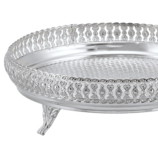 Round Tray with Feet - Silver - 23cm - Silver Plated Metal - 80005717