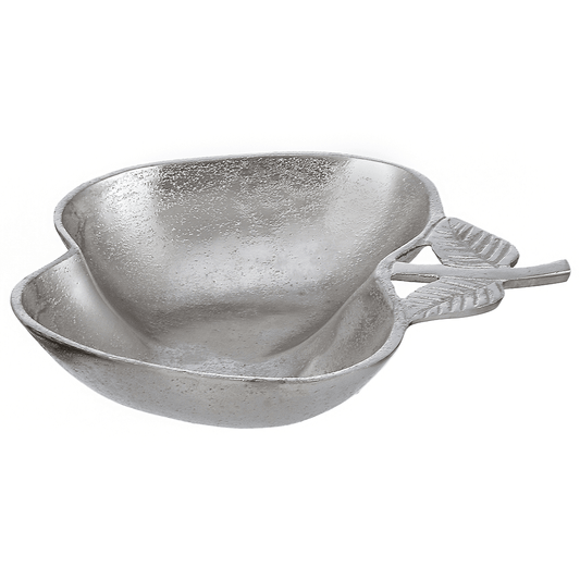 Apple Shaped Plate For Snacks & Nuts - Silver - Silver Plated Metal