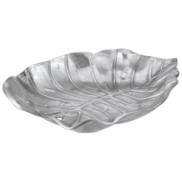 Leaf Shaped Plate For Snacks & Nuts - Silver - Silver Plated Metal