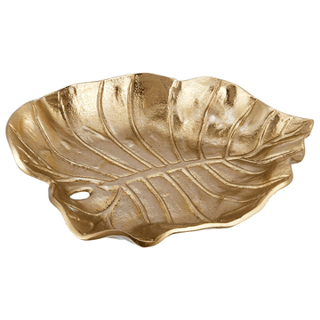 Leaf Shaped Plate For Snacks & Nuts - Gold - Gold Plated Metal
