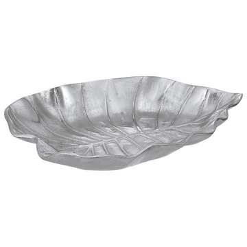 Leaf Shaped Plate For Snacks & Nuts - Silver - Silver Plated Metal
