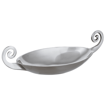 Oval Serving Plate with Handles For Snacks & Nuts - Silver - Silver Plated Metal
