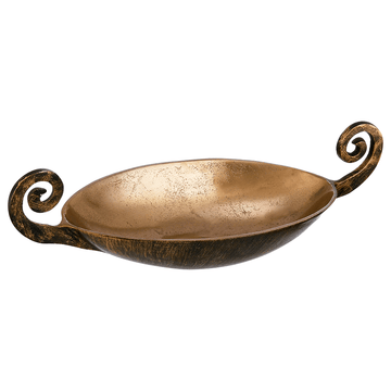 Oval Serving Plate with Handles For Snacks & Nuts - Bronze - Bronze Plated Metal