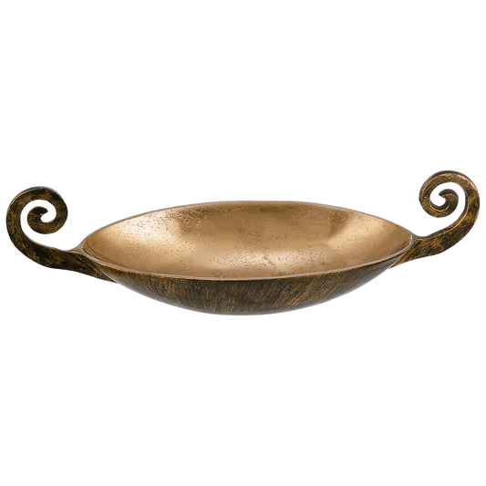 Oval Serving Plate with Handles For Snacks & Nuts - Bronze - Bronze Plated Metal