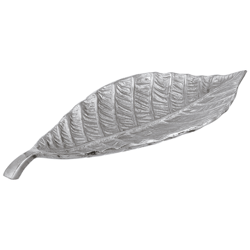 Leaf Shaped Plate For Snacks & Nuts - Silver - Silver Plated Metal