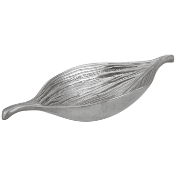 Leaf Shaped Plate For Snacks & Nuts - Silver - Silver Plated Metal