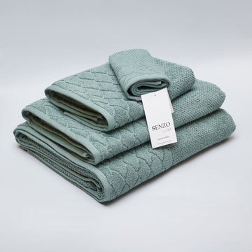Senzo - Bath Towel Set 4 Pieces - Green Mint - 100% Egyptian Cotton