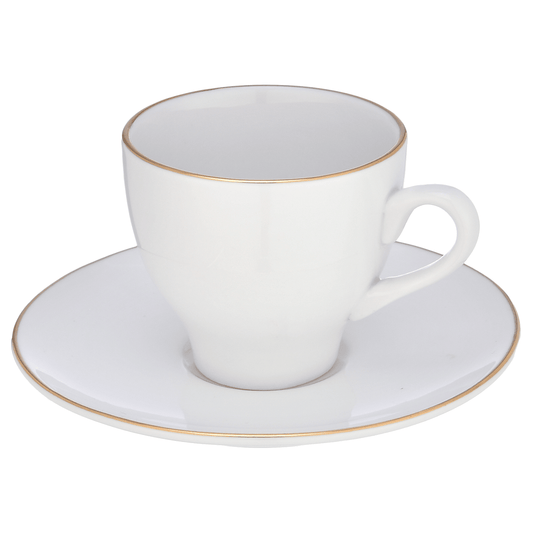 Senzo - Coffee Set 6 Pieces with Saucers - Gold - Porcelain