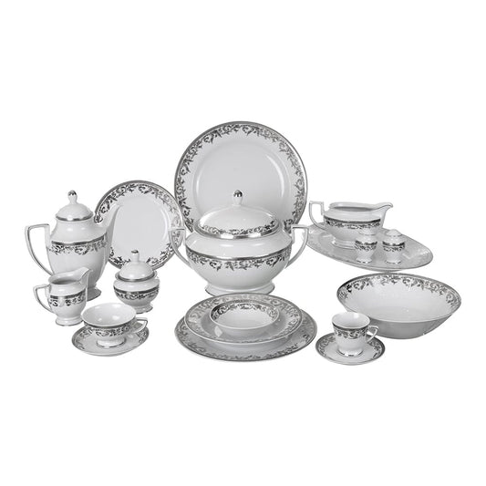 Falkenporzellan - Dinner Set 112 Pieces - Porcelain - Silver