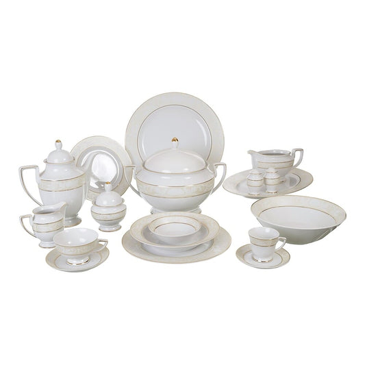 Falkenporzellan - Dinner Set 112 Pieces - Porcelain - Cream & Gold