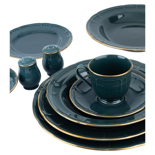 Noritake - Daily Use Dinner Set 40 Pieces - Dark Green & Gold - Porcelain