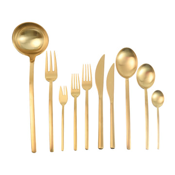 Mepra - Cutlery Set 87 Pieces - Stainless Steel - Gold - Wooden Box