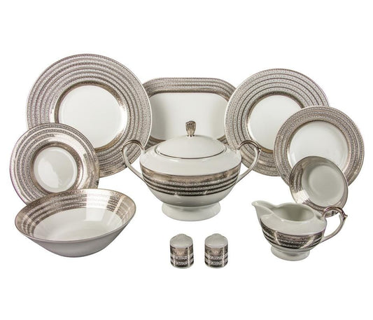Falkenporzellan - Dinner Set 112 Pieces - Porcelain - Silver