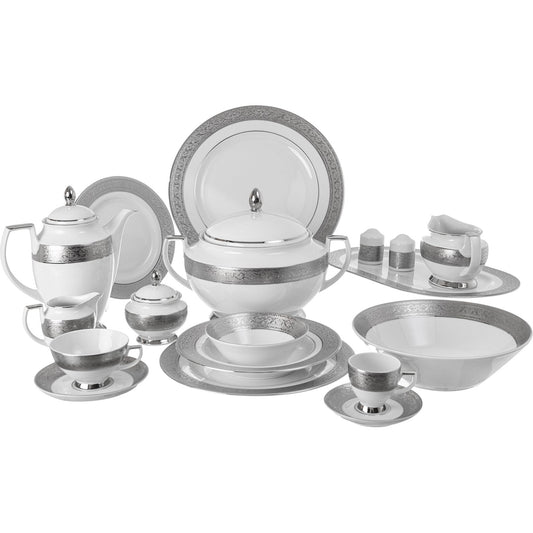 Falkenporzellan - Dinner Set 112 Pieces  - Porcelain - Silver