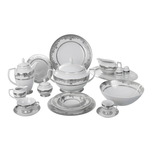 Falkenporzellan - Dinner Set 112 Pieces - Porcelain - Silver