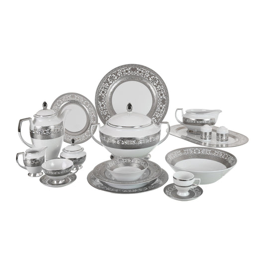 Falkenporzellan - Dinner Set 112 Pieces - Porcelain - Silver