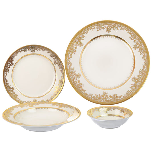 Falkenporzellan - Dinner Set 112 Pieces - Porcelain - Gold