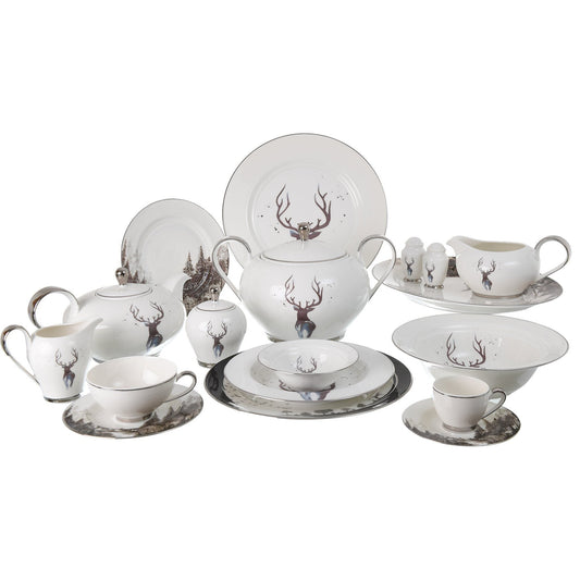 Falkenporzellan - Dinner Set 112 Pieces - Bone China - Foresta Platin