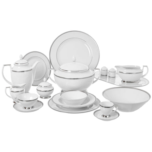Falkenporzellan - Dinner Set  112 Pieces - Porcelain - Silver