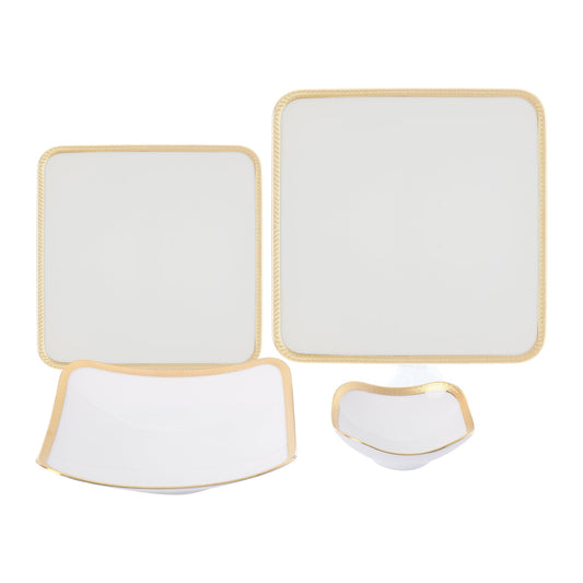 Falkenporzellan - Square Dinner Set 112 Pieces - Porcelain - Gold