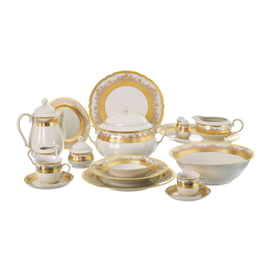 Falkenporzellan - Dinner Set 112 Pieces  - Porcelain - Gold