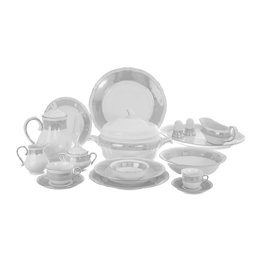 Falkenporzellan - Dinner Set 112 Pieces - Porcelain - Silver