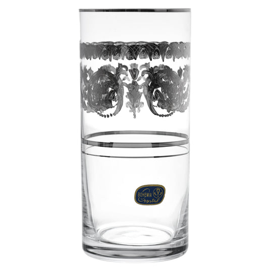 Bohemia Crystal - Highball & Tumbler Glass Set 12 Pieces - Silver - 300ml & 280ml