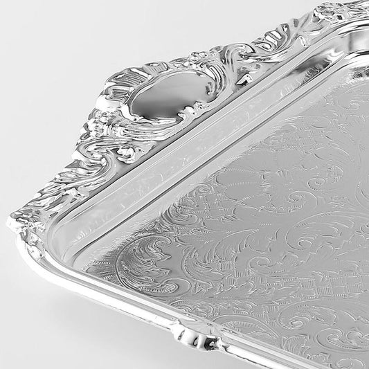 Queen Anne - Rectangular Tray - Silver Plated Metal - 41x25.5cm