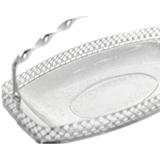 Queen Anne - Cookies Tray with Swing Handle - Silver Plated Metal - 24x13cm