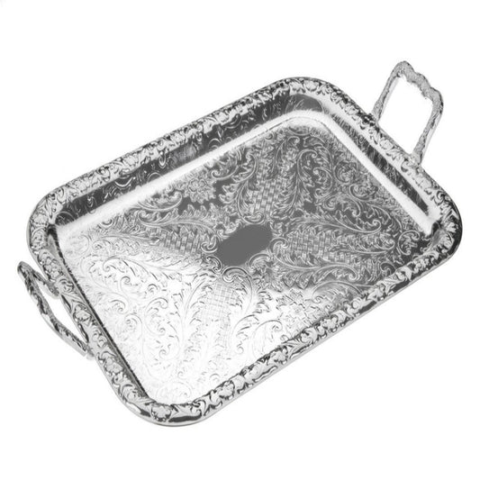 Queen Anne Tray - Silver Plated Metal - 44 x 25 cm - 26000264