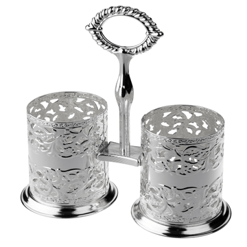 Queen Anne Double Cutlery Holder - Silver Plated Metal - 26000290