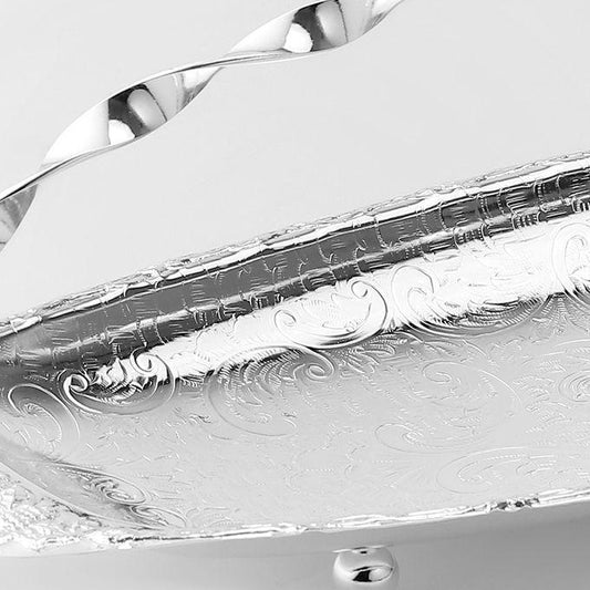 Queen Anne - Cookies Tray with Swing Handle - Silver Plated Metal - 40x15cm