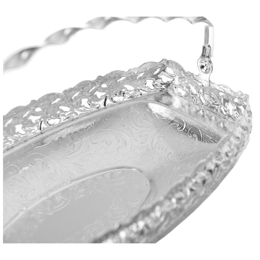 Queen Anne - Sweets Tray With Swing Handle - Silver Plated Metal - 24x13cm