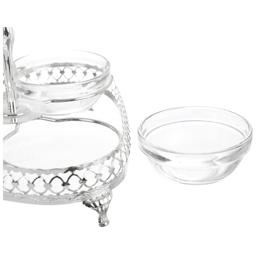 Queen Anne - Triangular Hors D'oeuvre - 3 Parts - 22x21cm - Silver Plated Metal