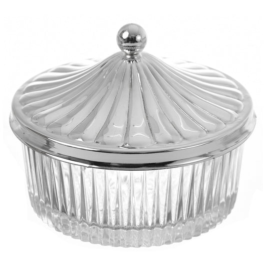Queen Anne - Round Bowl Set with Silver Plated Stand 3 Pieces - Silver Plated Metal & Glass - 31.5x11cm