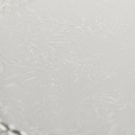 Queen Anne - Round Tray with Handles - Silver Plated Metal - 28cm