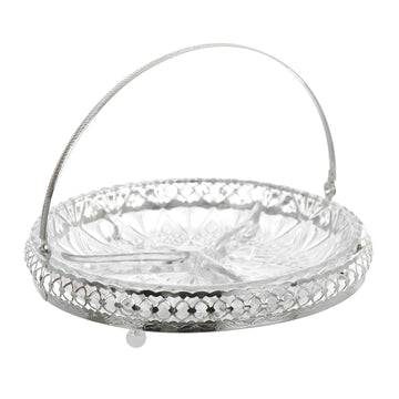 Queen Anne - Round Hors d'oeuvre with Handle - Silver Plated Metal - 23cm