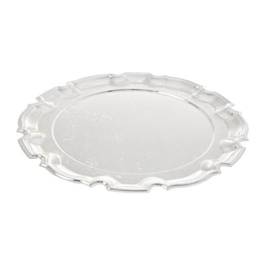 Queen Anne - Round Hors d'oeuvre 5 Parts with Silver Plated Center Cover & Tray - Silver Plated Metal & Glass - 25cm
