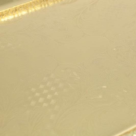 Queen Anne - Rectangular Tray with Handles & Legs - Gold - Gold Plated Metal - 50x29cm